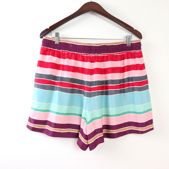 Ann Taylor LOFT Size M Striped Shorts Viscose Satin Multicolor - Picture 4 of 7